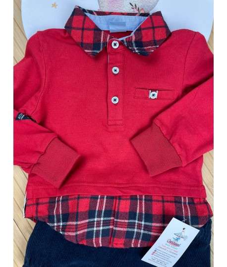 Polo camisa cuadros rojo