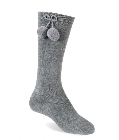 Calcetín Alto Borlones GRIS