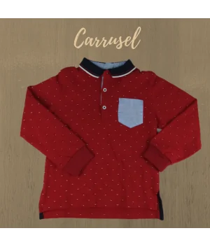 Polo ativo rojo estampado